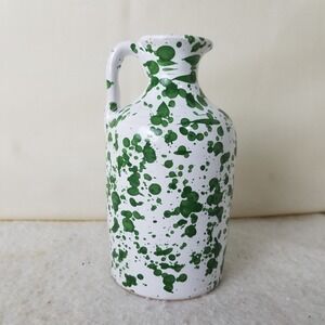 Green Splatter bud Vase Jug with Handle Decorative‎ Ceramic Pitcher country